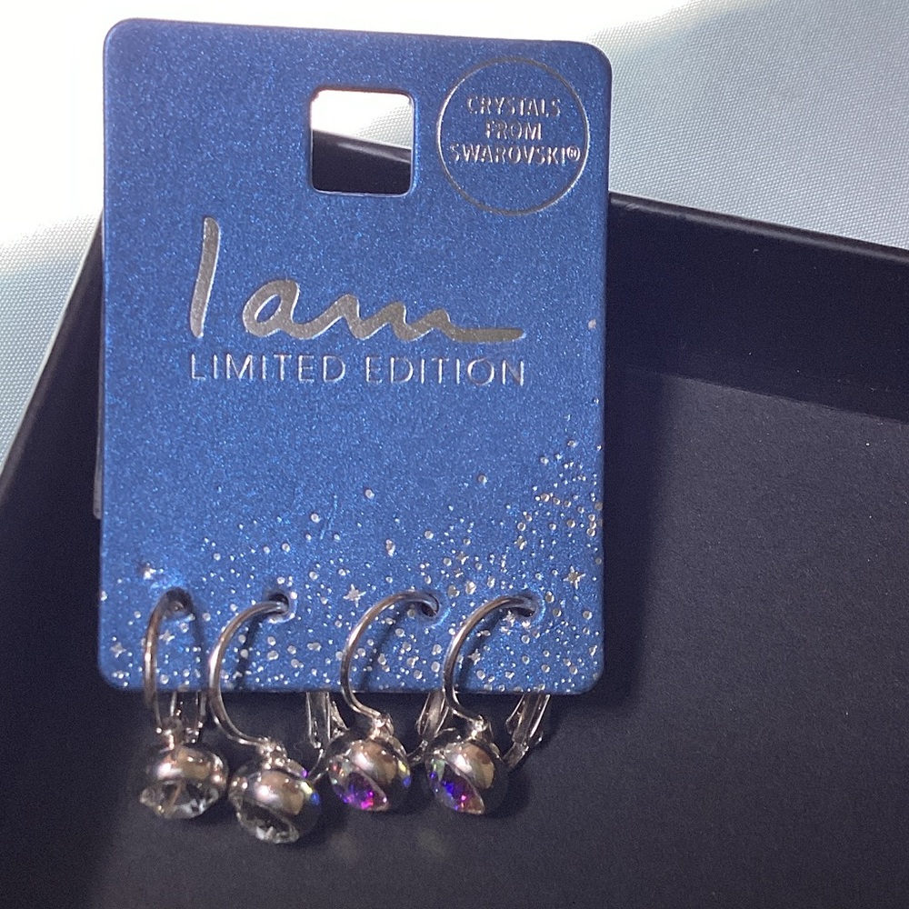 Swarovski Silver Earrings with Purple Accents